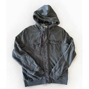 Aeropostale 1987 Grunge Chore Coat Hooded Ribbed Cotton Flannel Lined SizeXLGray